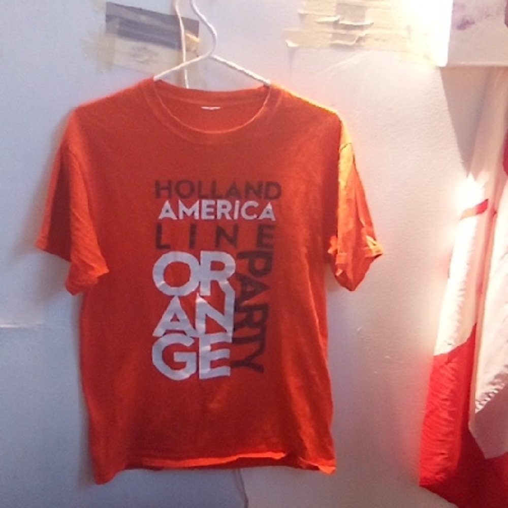 Orange and White Short Sleeve Tee with Modern Typography